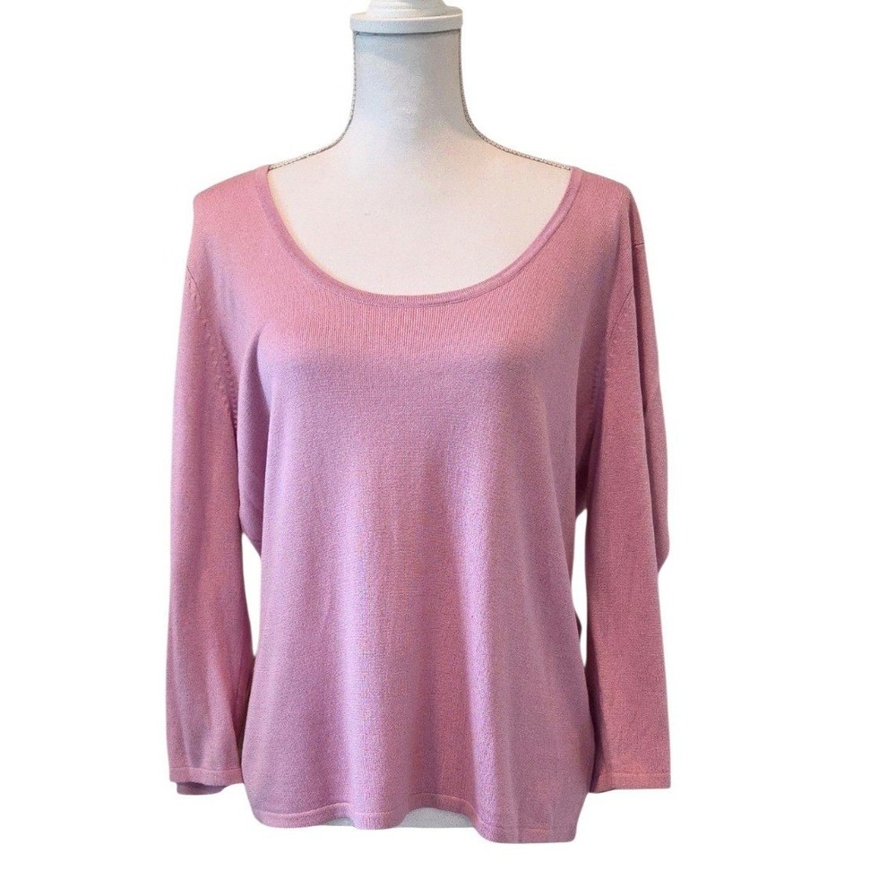 New York & Company Sweater Silk Blend Scoop Neck Relaxed Pink Balletcore XL